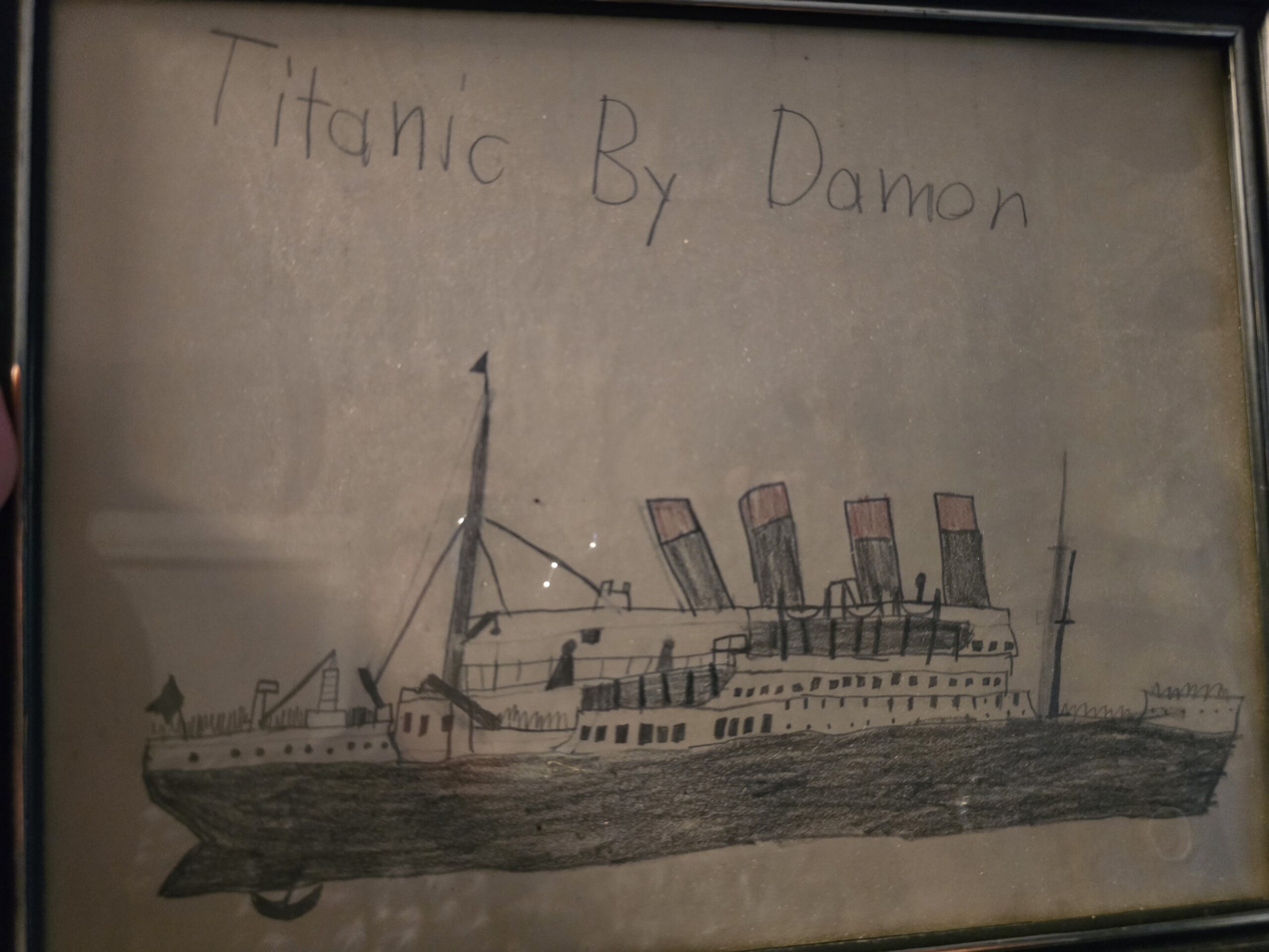 Historian Damon Henrichs with Titanic imagery